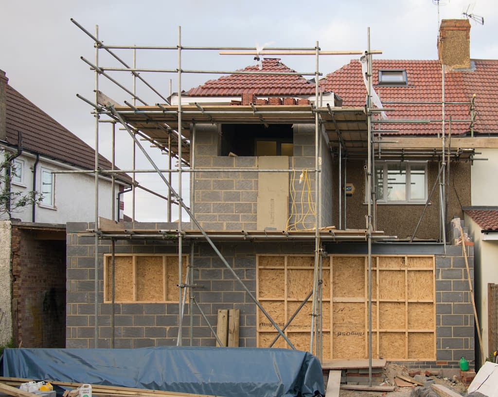 scaffolding at home building site
