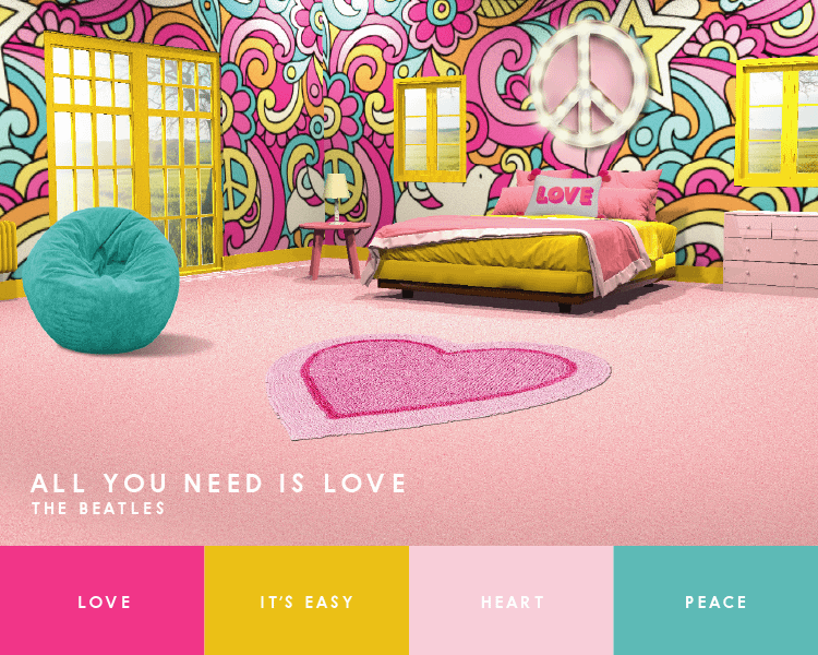 All you need is love Beatles song inspired interior design